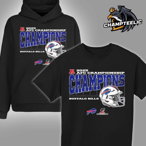 Buffalo Bills 2025 AFC Championship Conference Champions Vintage Style With Helmet Unisex T-Shirt Hoodie