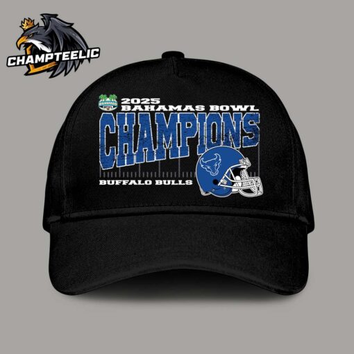 Buffalo Bulls 2025 Bahamas Bowl Champions College Football Bowl Game Locker Room Vintage Style With Helmet Classic Cap Hat Snapback