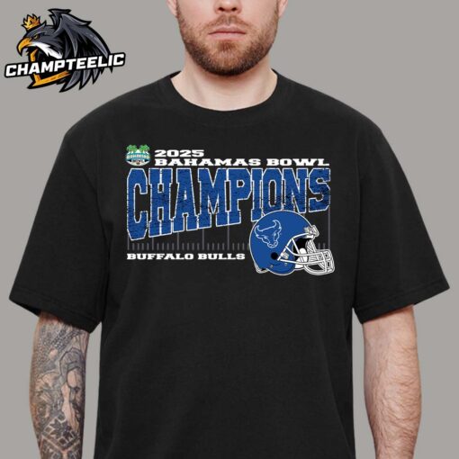 Buffalo Bulls 2025 Bahamas Bowl Champions College Football Bowl Game Locker Room Vintage Style With Helmet Unisex T-Shirt