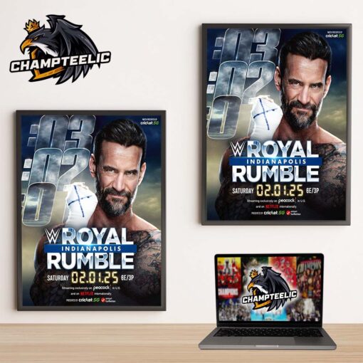 CM Punk On The Cover Of WWE Royal Rumble Indianapolis On February 1 2025 Home Decor Poster Canvas