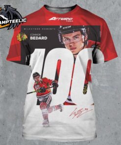 Congrats Connor Bedard Chicago Blackhawks Milestone Moments 100 Career Points All Over Print Shirt