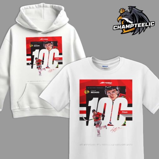 Congrats Connor Bedard Chicago Blackhawks Milestone Moments 100 Career Points Classic T-Shirt