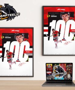 Congrats Connor Bedard Chicago Blackhawks Milestone Moments 100 Career Points Home Decor Poster Canvas