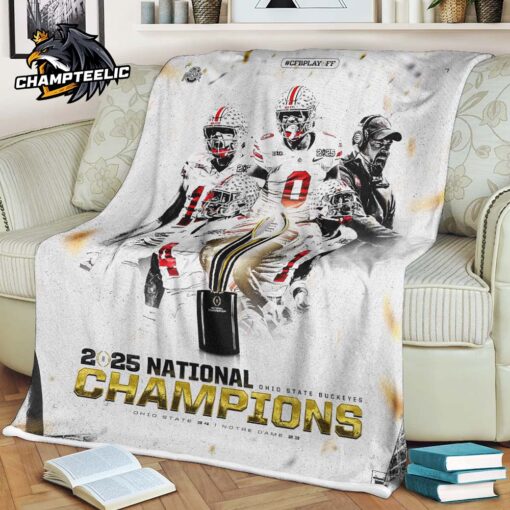 Congrats Ohio State Buckeyes 2025 National Champions CFB Playoff Fleece Blanket