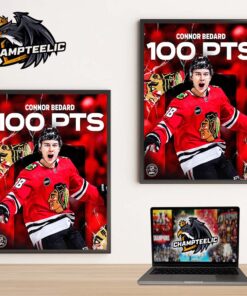 Connor Bedard From Chicago Blackhawks 100 Career Points Home Decor Poster Canvas