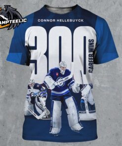 Connor Hellebuyck Winnipeg Jets 300 Career Wins All Over Print Shirt