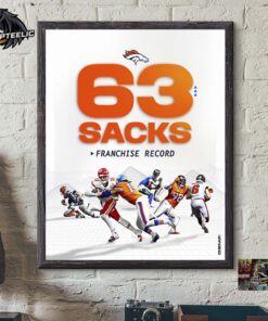 Denver Broncos 63 Sacks Franchise Record Wall Decor Poster Canvas