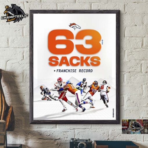 Denver Broncos 63 Sacks Franchise Record Wall Decor Poster Canvas