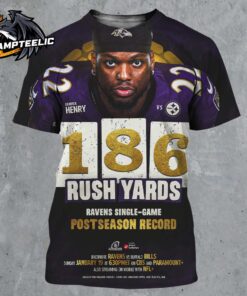 Derrick Henry Baltimore Ravens 185 Rush Yards Ravens Single Game Postseason Record All Over Print Shirt