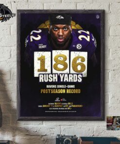 Derrick Henry Baltimore Ravens 185 Rush Yards Ravens Single Game Postseason Record Home Decor Poster Canvas