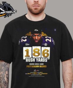 Derrick Henry Baltimore Ravens 185 Rush Yards Ravens Single Game Postseason Record Unisex T-Shirt