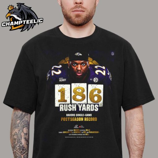 Derrick Henry Baltimore Ravens 185 Rush Yards Ravens Single Game Postseason Record Unisex T-Shirt