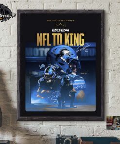 Detroit Lions Jahmyr Gibbs NFL 20 Touchdowns 2024 NFL TD King Home Decor Poster Canvas