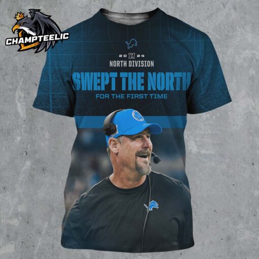 Detroit Lions King Of The North NFC 2024 Swept The North For The First Time All Over Print Shirt