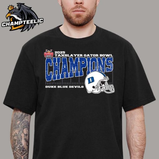 Duke Blue Devils 2025 TaxSlayer Gator Bowl Champions Vintage Style With Helmet Unisex T-Shirt