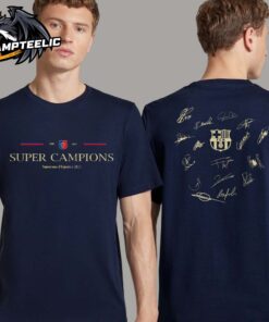 FC Barcelona Super Campions Supercopa De Espanya 2025 Signatures Two Sides Unisex T-Shirt