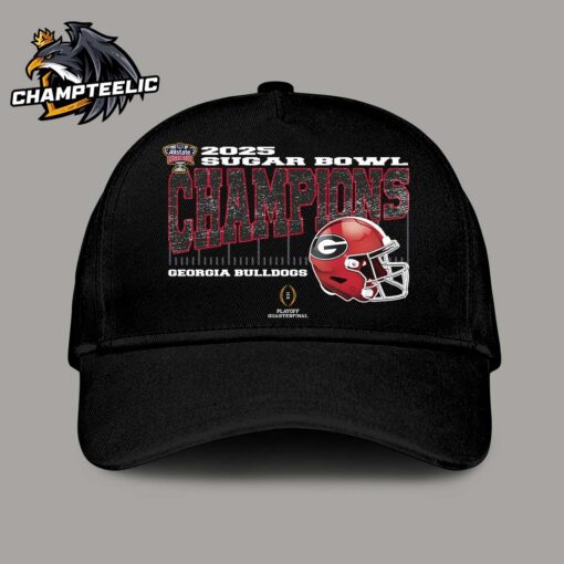 Georgia Bulldogs 2025 Sugar Bowl Champions College Football Playoff Quarterfinal Vintage Style With Helmet Classic Cap Hat Snapback