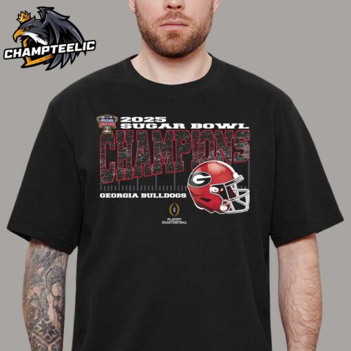 Georgia Bulldogs 2025 Sugar Bowl Champions College Football Playoff Quarterfinal Vintage Style With Helmet Unisex T-Shirt