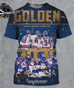 Golden 2025 Congrats Team USA Hockey Is 2025 IIHF World Junior Champions All Over Print Shirt