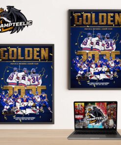 Golden 2025 Congrats Team USA Hockey Is 2025 IIHF World Junior Champions Home Decor Poster Canvas