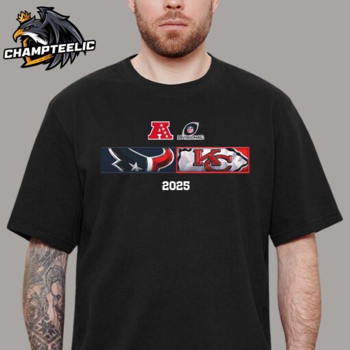 Houston Texans And Kansas City Chiefs Matchup 2025 AFC Divisional Round Head To Head Logo Unisex T-Shirt