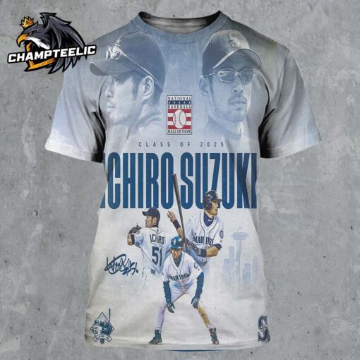 Ichiro Suzuki Seattle Marines Class Of 2025 Hall Of Famer All Over Print Shirt