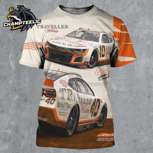 JR Motorsports Traveller x JRM Daytona 500 Entry Justin Allgaier Traveller Tennessee Whiskey Diecast Poster All Over Print Shirt