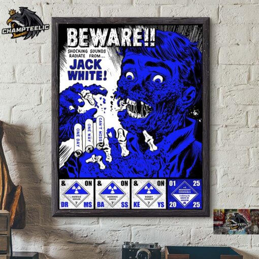 Jack White Gig Poster For Show In Anaheim CA At Grove of Anaheim On January 25 2025 Beware Shocking Sounds Radiate From Jack White Home Decor Poster Canvas