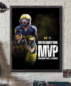 Jordan Marshall Michigan Wolverines 2024 Reliaquest Bowl MVP 100 Rushing Yards 23 Carries Wall Decor Poster Canvas