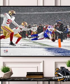 Josh Allen Buffalo Bills NFL Flash Features Week 13 Snow Game Diving Touchdown Home Decor Poster Canvas