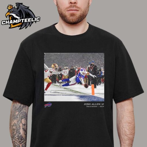 Josh Allen Buffalo Bills NFL Flash Features Week 13 Snow Game Diving Touchdown Unisex T-Shirt