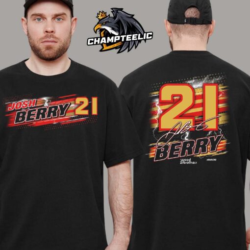 Josh Berry 21 Checkered Flag Sports NASCAR Name And Number Two Sides T-Shirt