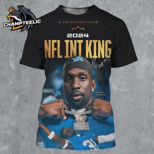 Kerby Joseph Detroit Lions 2024 NFL Int King 9 Interceptions All Over Print Shirt