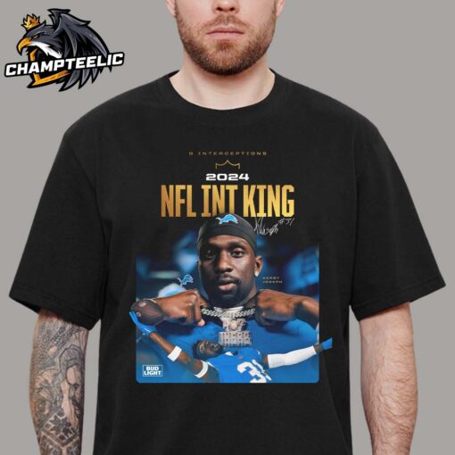 Kerby Joseph Detroit Lions 2024 NFL Int King 9 Interceptions Unisex T-Shirt