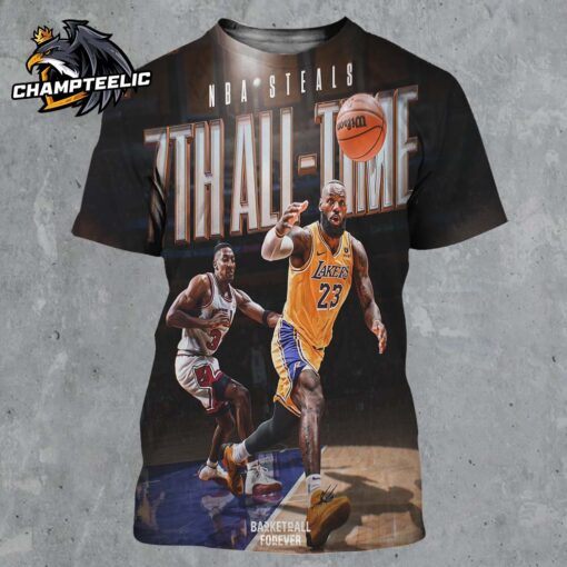 LeBron James Surpasses Scottie Pippen For 7th All Time In Steals All Over Print Shirt