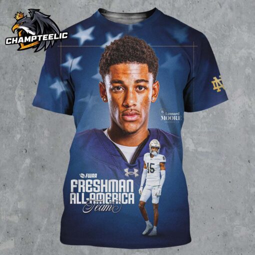 Leonard Moore Notre Dame Football FWAA Freshman All America Team All Over Print Shirt