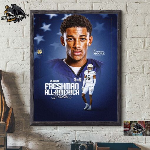 Leonard Moore Notre Dame Football FWAA Freshman All America Team Home Decor Poster Canvas