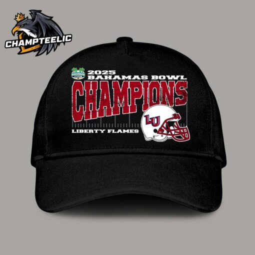 Liberty Flames 2025 Bahamas Bowl Champions College Football Bowl Game Locker Room Vintage Style With Helmet Classic Cap Hat Snapback