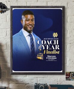 Marcus Freeman Notre Dame Football 2024 Bear Bryant Award Coach Of The Year Finalist Home Decor Poster Canvas