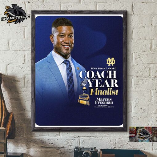 Marcus Freeman Notre Dame Football 2024 Bear Bryant Award Coach Of The Year Finalist Home Decor Poster Canvas