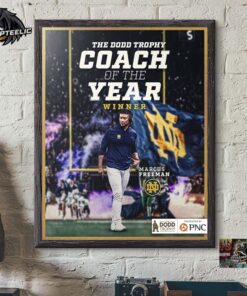 Marcus Freeman Notre Dame Football 2024 The Dodd Trophy Coach Of The Year Winner Home Decor Poster Canvas