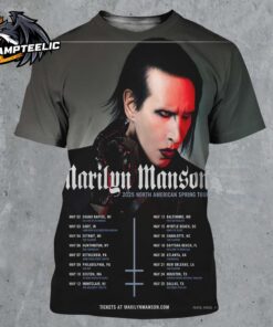 Marilyn Manson 2025 North American Spring Tour Poster Schedule Dates All Over Print Shirt