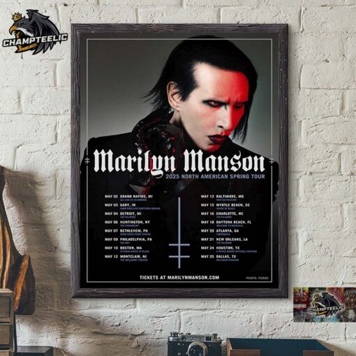 Marilyn Manson 2025 North American Spring Tour Poster Schedule Dates Home Decor Poster Canvas