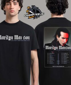 Marilyn Manson 2025 North American Spring Tour Poster Schedule Dates Two Sides Unisex T-Shirt