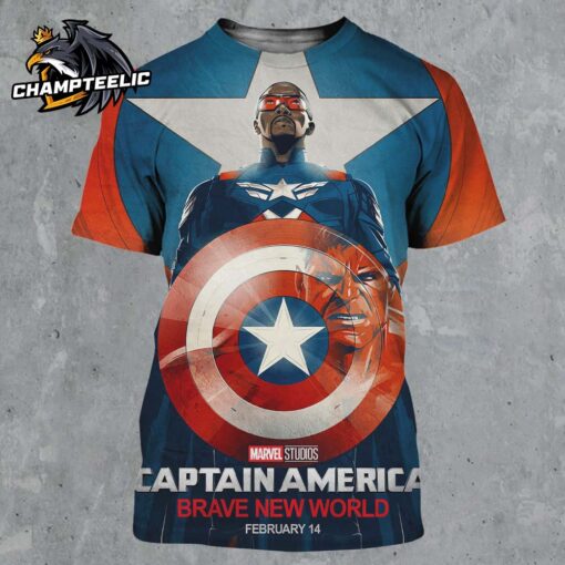 Marvel Captain America Brave New World Fandango Version Poster In Theaters On February 14 2025 All Over Print Shirt