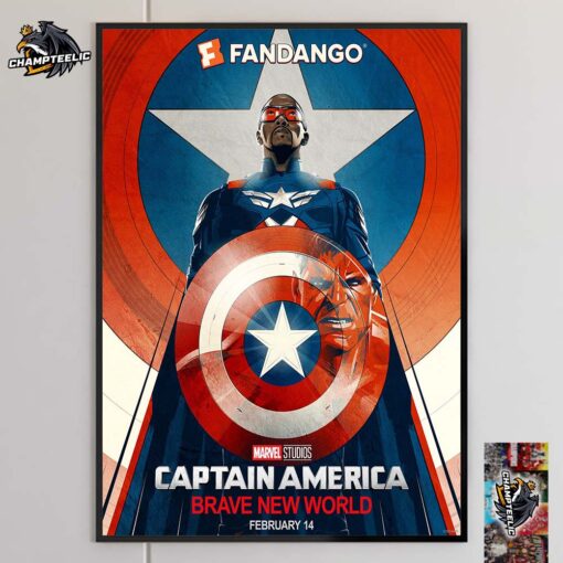 Marvel Captain America Brave New World Fandango Version Poster In Theaters On February 14 2025 Home Decor Poster Canvas