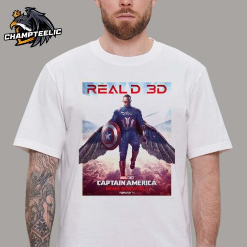 Marvel Captain America Brave New World RealD 3D Version Poster In Theaters On February 14 2025 Classic T-Shirt