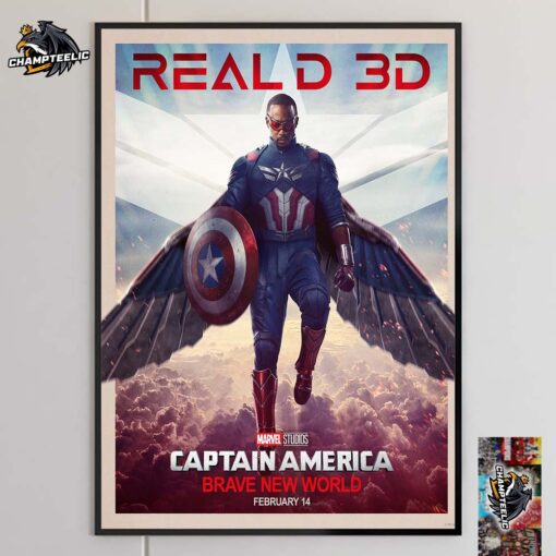 Marvel Captain America Brave New World RealD 3D Version Poster In Theaters On February 14 2025 Home Decor Poster Canvas