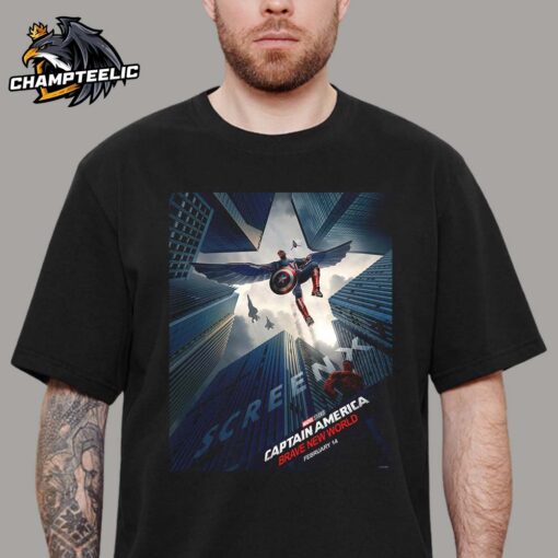 Marvel Captain America Brave New World ScreenX Version Poster In Theaters On February 14 2025 Unisex T-Shirt