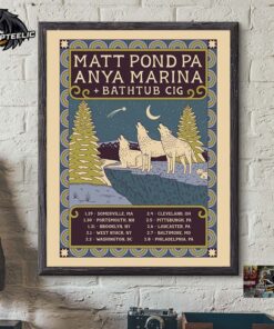 Matt Pond Pa With Anya Marina And Bathtub Cig Wintery Tour Poster For The Wolf Pack Tour Dates List 3 Wolfs Art Home Decor Poster Canvas